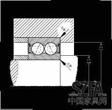 角接觸球軸承 30/8-B-2Z-TVH, 雙列，雙側間隙密封，接觸角 α = 25°
