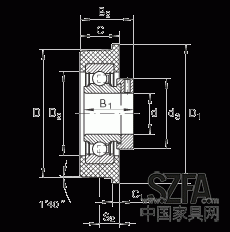 外球面球軸承 CRB30/92, 帶橡膠插入件，偏心鎖圈定位，兩側 P 型密封